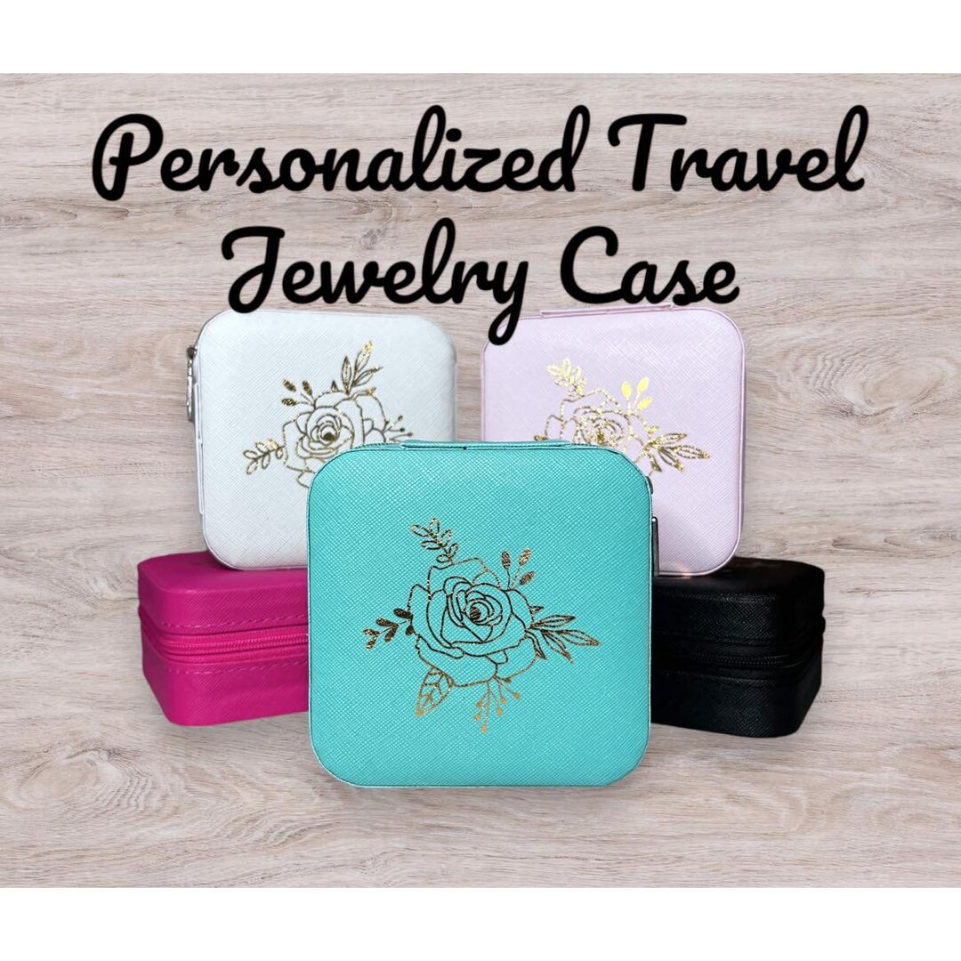 Personalized Travel Jewelry Box With Zipper Minimalist Gold Etsy