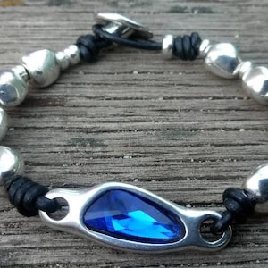 Beaded Bracelet with crystal made with leather for women, beautiful bracelet for her for gift, stylish uno de 50 bracelet for events