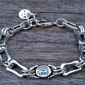 Uniseks zilveren kettingarmband als verjaardagscadeau, speciale armband als cadeau voor een vriend, stijl uno de 50, dikke schakelarmband voor heren