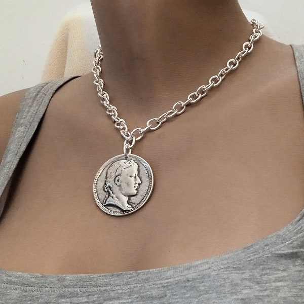 Uno de 50 style ,silver plated necklace, adjustable choker, Woman necklace, necklace,  statement necklace, chain necklace, coin necklace