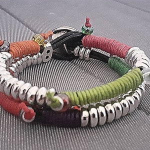 Pulsera de colores, pulsera de cuentas de plata, estilo uno de 50, pulsera de cuero, pulsera de mujer, pulsera de plata, regalo para ella, brazalete de verano