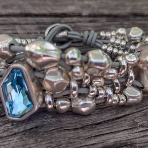 Pulsera de cuentas con cristal hecha con cuero para mujer, hermosa pulsera para ella para regalo, elegante pulsera uno de 50 para eventos