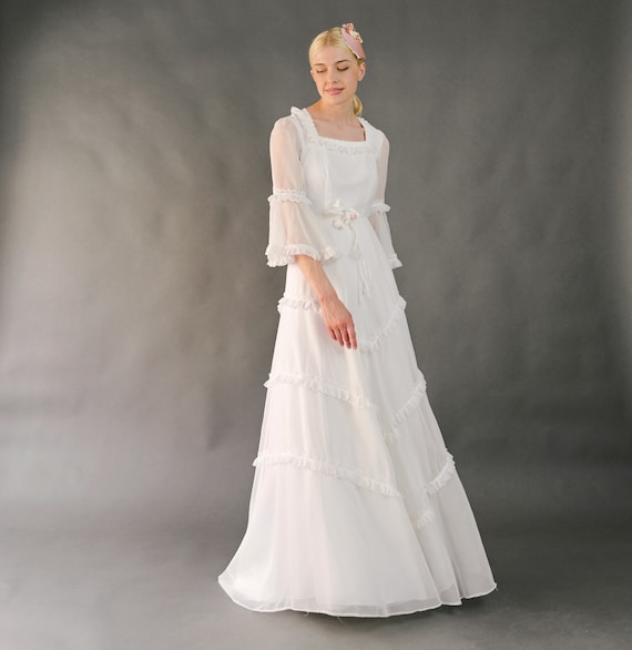 blue dress for baby girl PAPAVER, an Asimmetric Grecian Style Wedding Dress in Chiffon – Larimeloom main image 1