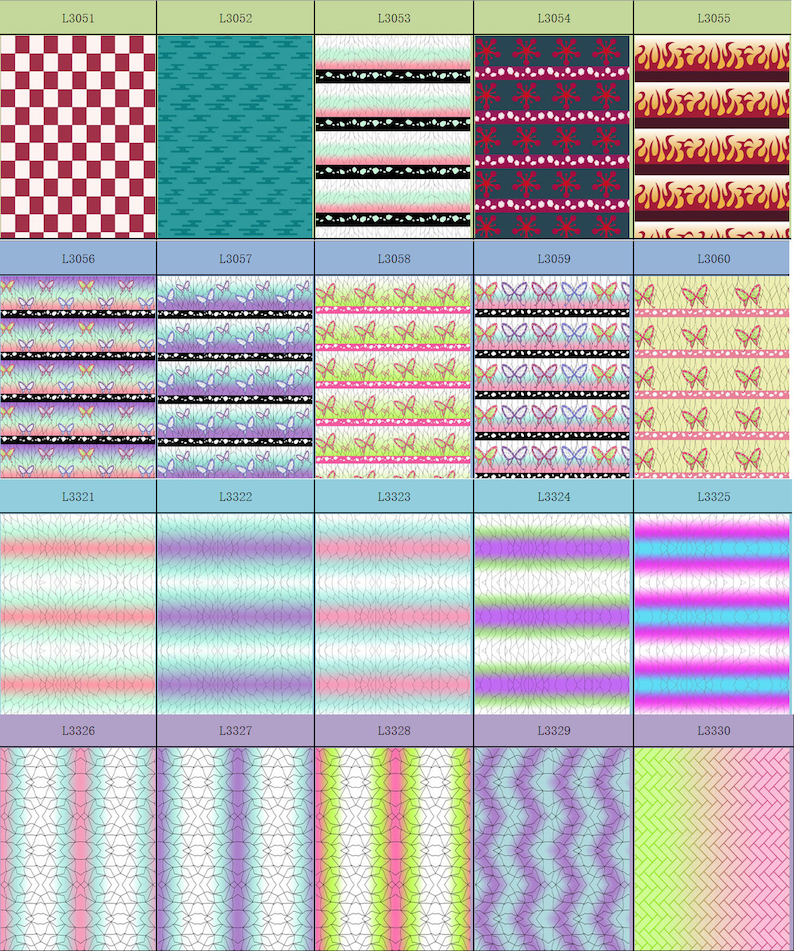 Puede incluir: Una colecci&oacute;n de 15 patrones de tela diferentes, cada uno con un dise&ntilde;o &uacute;nico. Los patrones incluyen dise&ntilde;os a cuadros, a rayas, florales y geom&eacute;tricos en varios colores, incluidos rojo, azul, verde, amarillo y rosa.