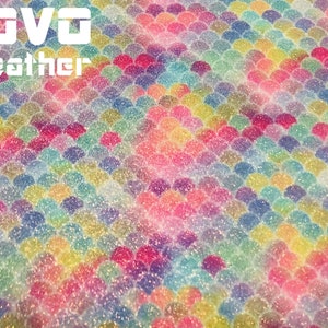 Tariff-free Shiny Glitter Mermaid scales faux leather sheets Glitter  vegan  leather  for errings hair bows purse vinyl sheet