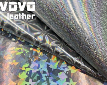 Tariff-free Silver Hexagonal diamond Dots chips Vinyl Jelly faux leather sheets vegan  leather  for errings hair bows purse vinyl sheet