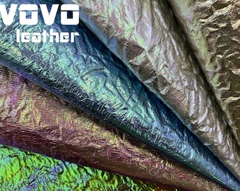 Tariff-free Metallic Symphony iridescence  crease faux leather sheets vegan  leather  for errings hair bows purse vinyl sheet