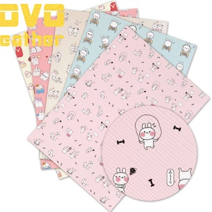 Faux Leather Sheets A4 Size Pvc Printed Crafting Faux Leather Cartoon  Character  Printed  for bag purse earrings bowsvinyl sheet