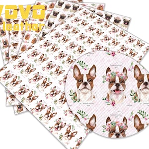 Hojas de piel sintética con estampado de perro para manualidades, bolso, monedero, pendientes, lazos