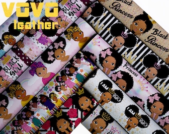 Black girl Faux Leather Sheetsvinyl sheet
