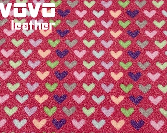 Tariff-free Heart faux leather sheets Glitter  vegan  leather  for errings hair bows purse vinyl sheet