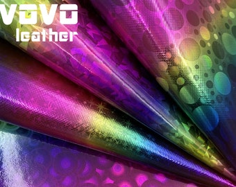 Rainbow Bubble Stars Dots chips vinyl konstläder gelé konstläder lakan veganskt läder för errings hårrosetter väska vinyl lakan