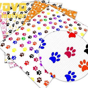 Faux Leather Sheets A4 Size Printed Cartoon  Printed  for bag purse earrings bows Dog paw