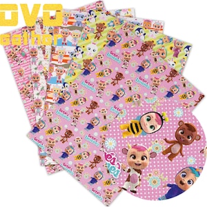 Hojas de imitación de cuero Tamaño A4 Pvc Bebé Impreso Artesanía Faux Leather Personaje de dibujos animados Impreso para bolso monedero pendientes bowsvinyl sheet