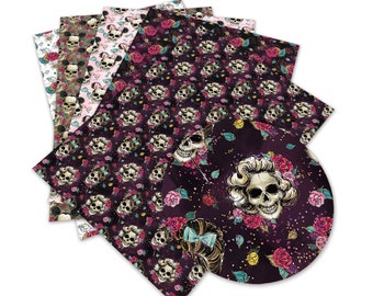 Tariff-free Faux Leather Sheets A4 Size PU Crafting Cartoon  Character Halloween Printed  for bag purse earrings vinyl sheet
