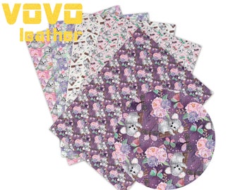 Faux Leather Sheets A4 Size Pvc Koala Printed  Crafting Faux Leather Cartoon Japanese  Character  Printed  for bag purse earrings bows