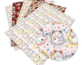 Cartoon Faux Leather Sheets A4 Size 8x12 for Earrings Hair Bows DIY Crafts, PU Synthetic Leather Fabric Vinyl Sheet Tariff-free