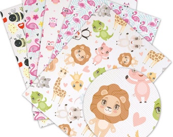 Cartoon Faux Leather Sheets A4 Size 8x12 for Earrings Hair Bows DIY Crafts, PU Synthetic Leather Fabric Vinyl Sheet Tariff-free