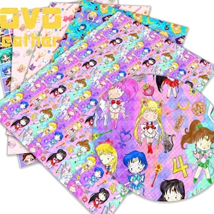 Girl Faux Leather Sheets fabric pieces Cartoon anime Character Earring Hair Bow Crafts Leather Synthetic Leather Fabricvinyl sheet