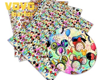 Cartoon Faux Leather Sheets A4 Size 8x12 for Earrings Hair Bows DIY Crafts, PU Synthetic Leather Fabric Vinyl Sheet Tariff-free
