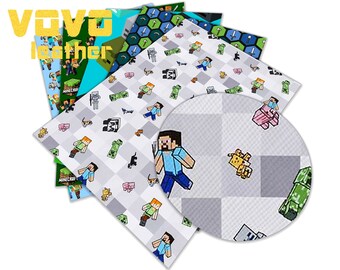 Tariff-free Game Cartoon Printed Faux Leather Sheets ,DIY Earring/Hair Bow Crafts Leathervinyl sheet