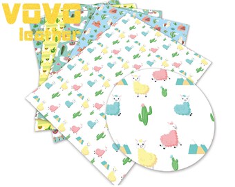 Fogli in finta pelle A4 in PVC Alpaca stampato per lavori artigianali in finta pelle con personaggi dei cartoni animati stampati per borse, orecchini, fogli in vinile