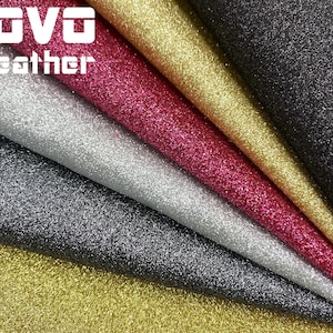 Tullfria enfärgade glänsande glitter konstläderark glitter veganskt läder för hårrosetter väskor vinylark