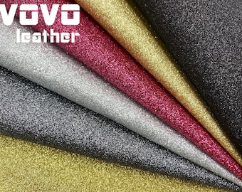 Tariff-free Solid color Shiny Glitter faux leather sheets Glitter  vegan  leather  for errings hair bows purse vinyl sheet