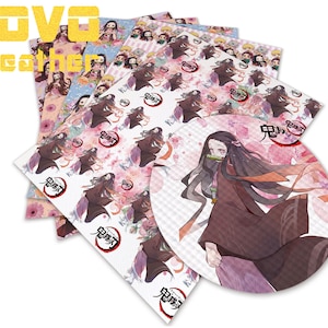 Hojas de cuero de imitación Tamaño A4 Pvc Impreso Artesanía Dibujos animados de cuero de imitación Personaje de anime japonés Impreso para bolso monedero pendientes arcos
