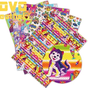 Faux Leather Sheets A4 Size Dog Cat tiger ET Printed Crafting Faux Leather Cartoon  Character  Printed  for bag purse earrings bows