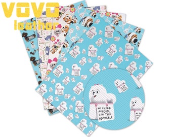 Tecknade konstläderark A4-storlek 8x12 för örhängen hårrosetter DIY-pyssel, PU-konstlädertyg vinylark tullfritt