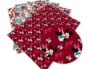 Láminas de piel sintética con dibujos animados, tamaño A4 (8x12), ideales para pendientes, lazos para el pelo y manualidades. Fabricadas con vinilo y tela de piel sintética PU. Libres de aranceles.