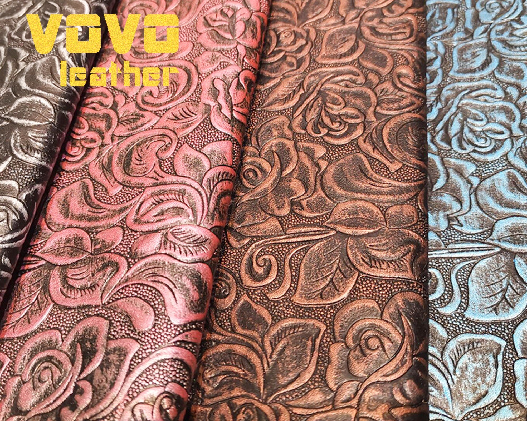 PVC Faux Leather Fabric Sheet,Embossed Faux Leather Sheets,for Leather  Earrings, Leather Wallet & Crafts(Size:4×1.5m,Color:D) : : Home