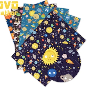 Planet Kunstleder Blätter Stoff Stücke Cartoon Japanischen Charakter Gedruckt Ohrring Haarschleife Handwerk Leder Kunstleder Stoff