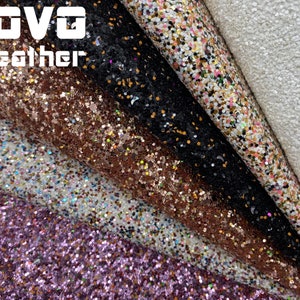 Sequin Glitter faux leather sheets vegan  leather  for errings hair bows purse walletvinyl sheet
