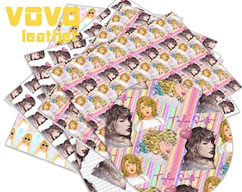 Singer Faux Leather Sheets fabric pieces  Cartoon Japanese  Character Printed  Earring Hair Bow Crafts Leather Synthetic Leather Fabric