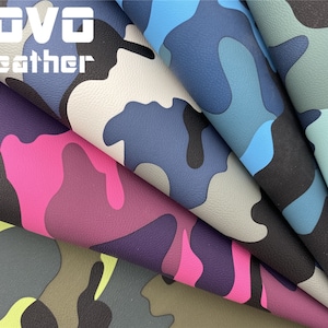 Patrón de impresión de camuflaje hojas de cuero sintético cuero vegano para errings arcos de pelo bolso billetera cuero hoja de vinilo