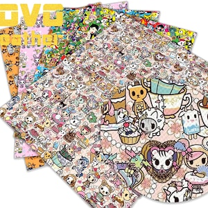 Chibi Kunstleder Blätter Stoffstücke Cartoon Japanischen Charakter Gedruckt Ohrring Haarschleife Handwerk Leder Kunstleder Stoff