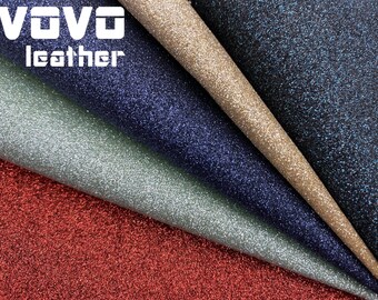 Tariff-free Solid color Shiny Glitter faux leather sheets Glitter  vegan  leather  for errings hair bows purse vinyl sheet