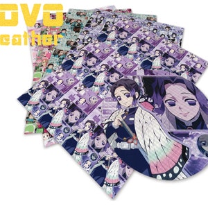 Hojas de cuero de imitación Tamaño A4 Pvc Impreso Artesanía Dibujos animados de cuero de imitación Personaje de anime japonés Impreso para bolso monedero pendientes arcos