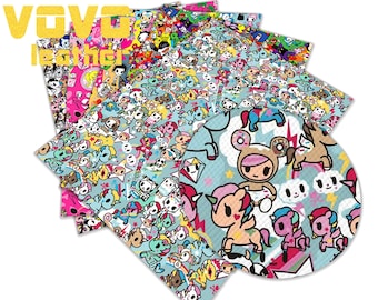 Tecknade konstläderark A4-storlek 8x12 för örhängen hårrosetter DIY-pyssel, PU-konstlädertyg vinylark tullfritt