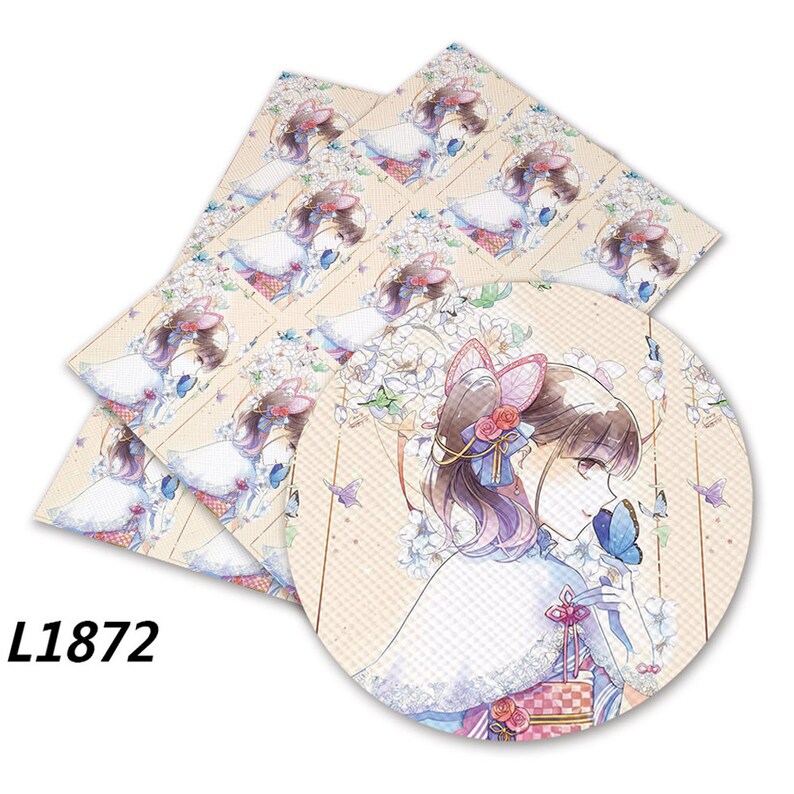 May include: A set of decorative coasters and square mats featuring a detailed anime-style illustration of a woman with a butterfly. The artwork has a soft color palette with floral and butterfly accents. The text "L1872" is visible.