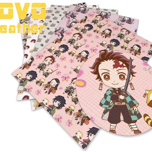 Arkusze ze sztucznej skóry w formacie A4, z nadrukiem PVC, do tworzenia, ze sztucznej skóry, z nadrukowanymi postaciami z japońskiego anime, do torebek, torebek, kolczyków, kokardek