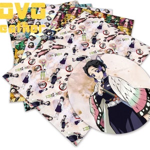 Arkusze ze sztucznej skóry w formacie A4, z nadrukiem PVC, do tworzenia, ze sztucznej skóry, z nadrukowanymi postaciami z japońskiego anime, do torebek, torebek, kolczyków, kokardek