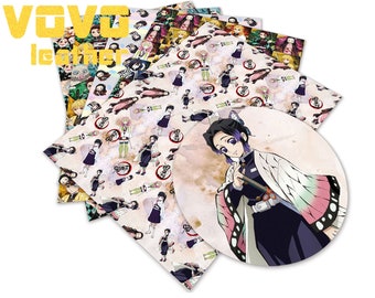 Faux Leather Sheets A4 Size Pvc Printed Crafting Faux Leather Cartoon Japanese anime Character  Printed  for bag purse earrings bows