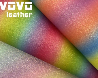 Rainbow Glitter faux leather sheets vegan  leather  for errings hair bows purse walletvinyl sheet