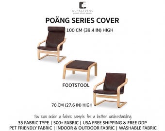 Custom Covers for POÄNG Rocking Chair Cushion and Footstool, Washable Slipcovers, Durable Fabric Options