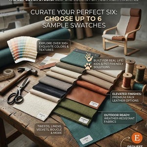 Muestras de tela / Elige hasta 6 muestras de funda de sofá. Entrega rápida.