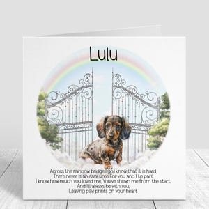 Biglietto di condoglianze personalizzato per la perdita del cane - Biglietto di condoglianze per bassotto - Ricordo del Ponte dell'Arcobaleno - Biglietto commemorativo per cani - Regalo di lutto per il proprietario di un animale domestico