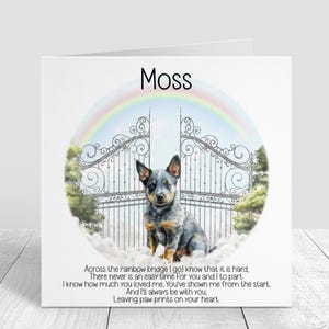Biglietto di condoglianze personalizzato per la perdita del cane - Biglietto di condoglianze per Australian Cattle Dog - Rainbow Bridge - Biglietto commemorativo per cani - Regalo di lutto per il proprietario di un animale domestico